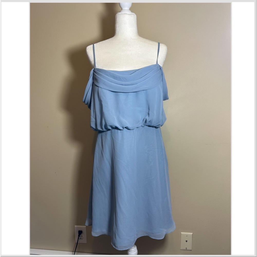 Azazie Dusty Blue Chiffon Dress w Draping